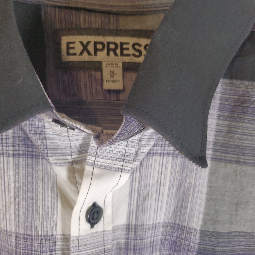 Express Men's Dress Shirt in Black and Purple Very Nice! - Picture 4 of 9